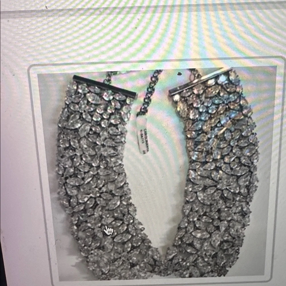 Anne Fontaine Carolina collar Elegant Silver Crystal Collar Necklace - Picture 3 of 5
